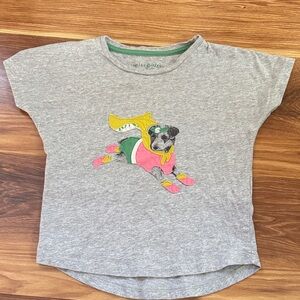Mini Boden Heather Gray Tee with dog graphic.   3-4T